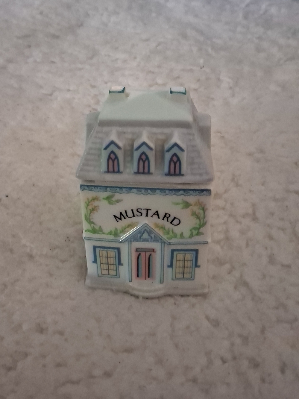 1989 Mustard 'Lenox Spice Village' Porcelain Victorian House Spice Jar ~No Box~